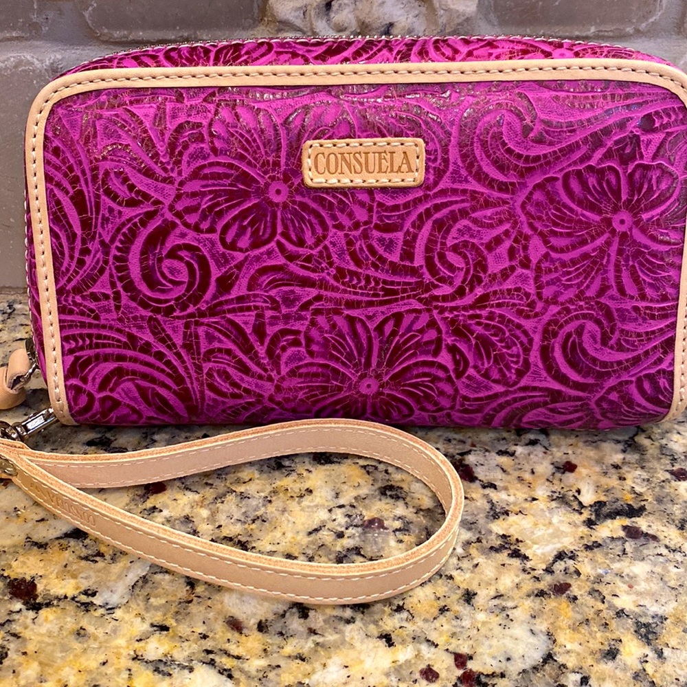 Consuela Pink Floral Wristlet Clutch